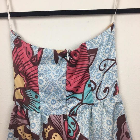 Judith March strapless Blue Butterfly Print dress - Picture 7 of 9